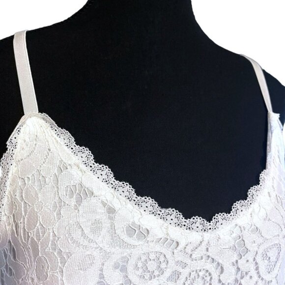 White Lace Lined Slip Dress Lacy Mini Dress Coastal Cowgirl Boho Fairy Size XL - Picture 5 of 13